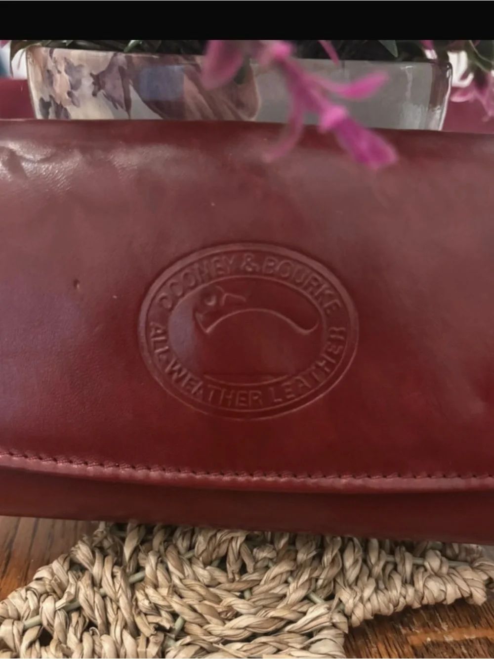 Dooney & Bourke Burgundy Leather Logo Wallet/clutch
